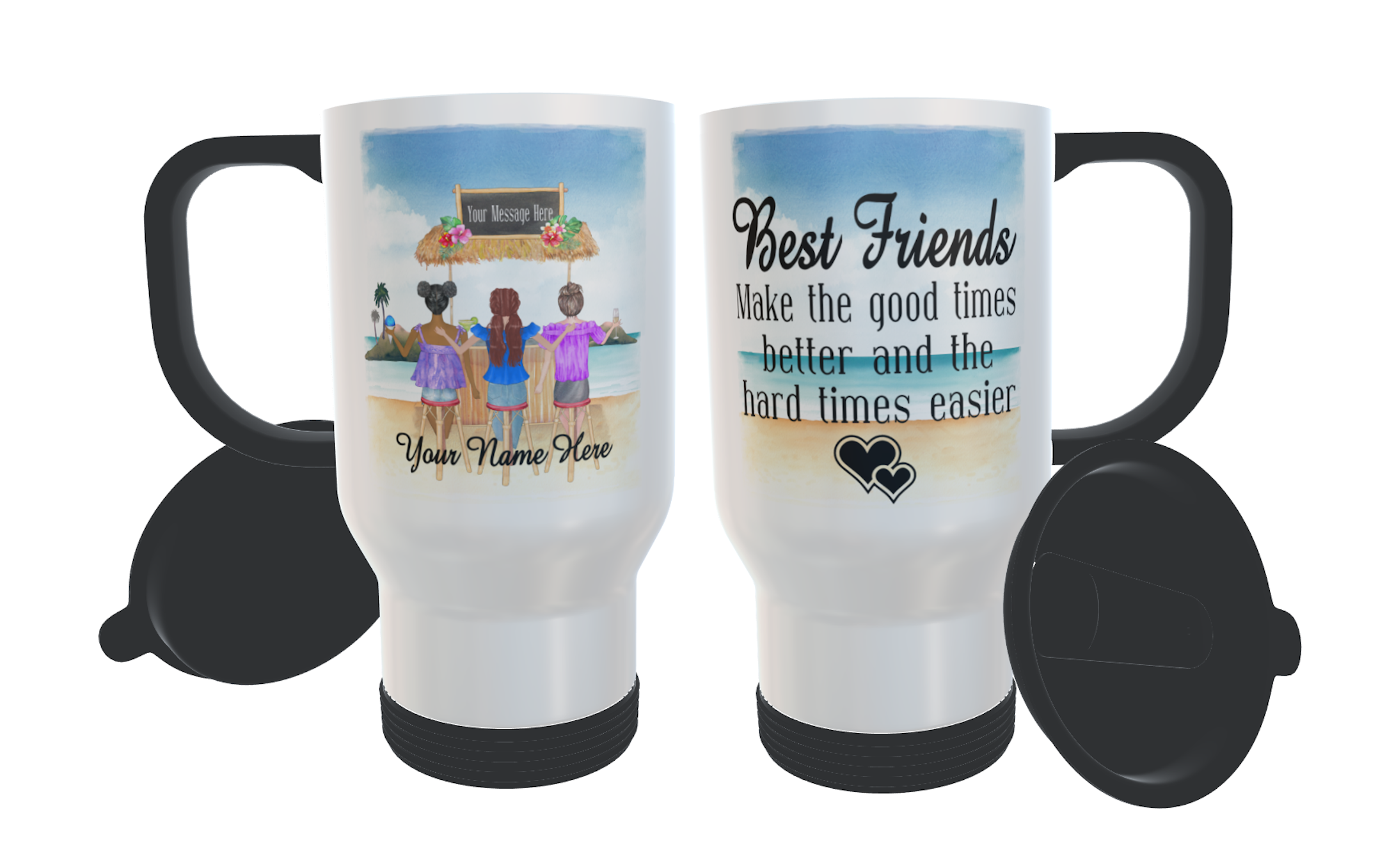 Tiki Bar Best Friends Forever, Custom Best Friend Travel Mug